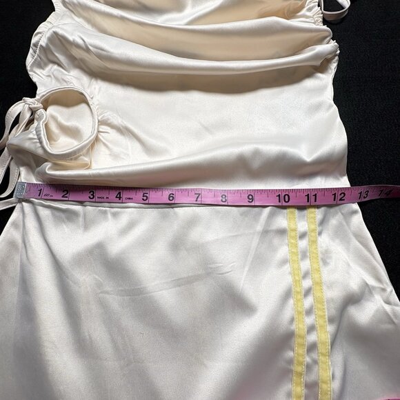 NWT ZEMETA Sports Line Women Cowl Neck Mini Dress Satin Sz XS Ivory Sexy 4-2 - Picture 13 of 14